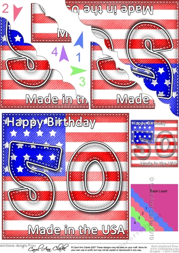 Flying the Flag USA 50th Birthday Scalloped Corner Stacker
