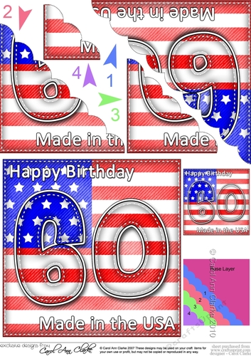 Flying the Flag USA 60th Birthday Scalloped Corner Stacker