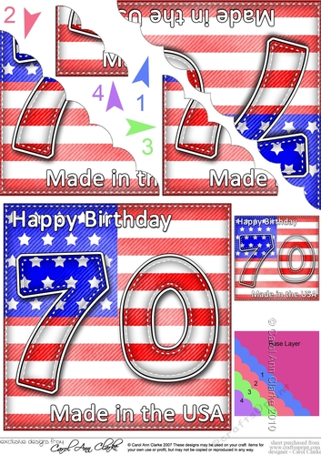 Flying the Flag USA 70th Birthday Scalloped Corner Stacker