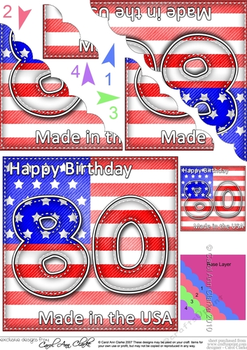 Flying the Flag USA 80th Birthday Scalloped Corner Stacker