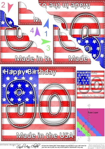 Flying the Flag USA 90th Birthday Scalloped Corner Stacker