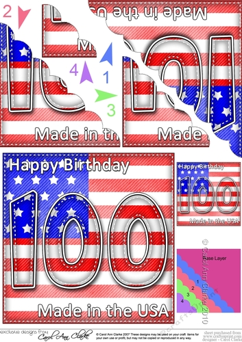 Flying the Flag USA 100th Birthday Scalloped Corner Stacker