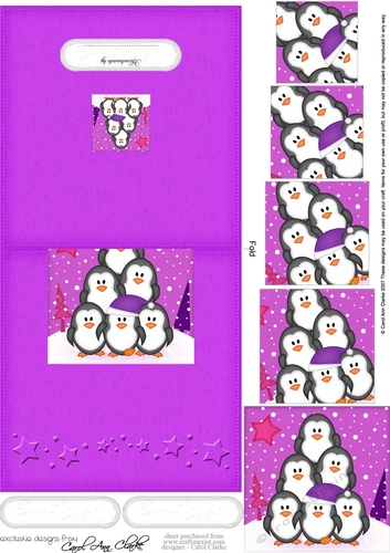 Christmas Penguins No-Hole Easy Over the Edge Card & Spiral Pyramid Topper