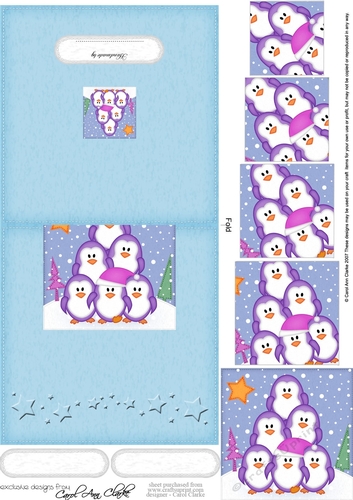 Christmas Penguins No-Hole Easy Over the Edge Card & Spiral Pyramid Topper