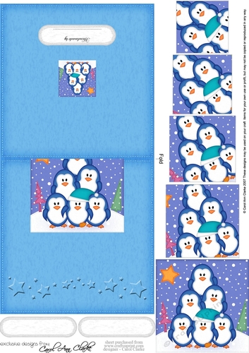 Christmas Penguins No-Hole Easy Over the Edge Card & Spiral Pyramid Topper