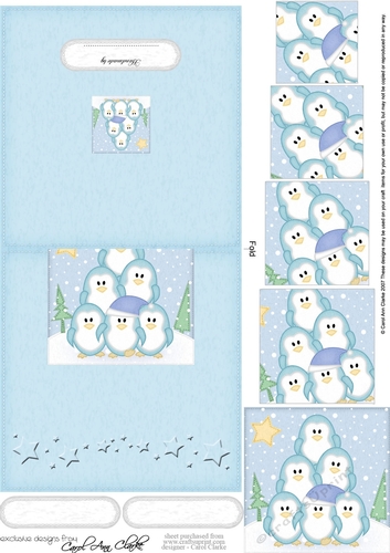 Christmas Penguins No-Hole Easy Over the Edge Card & Spiral Pyramid Topper