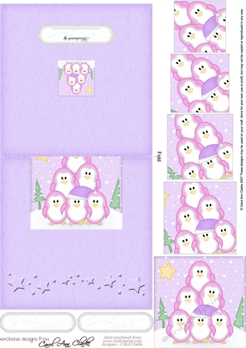 Christmas Penguins No-Hole Easy Over the Edge Card & Spiral Pyramid Topper