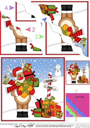 Christmas Rudolph at the North Pole Wavy Corner side stacker Topper