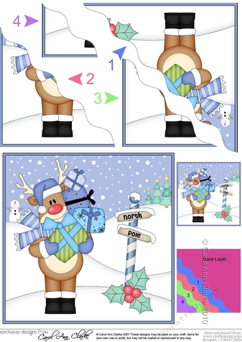 Christmas Rudolph at the North Pole Wavy Corner side stacker Topper