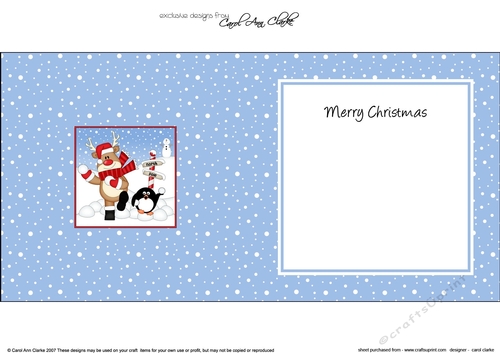 Christmas Rudolph & Pip Penguin at the North Pole insert square landscape