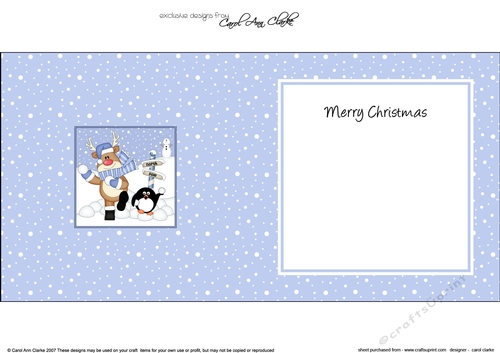 Christmas Rudolph & Pip Penguin at the North Pole insert square landscape