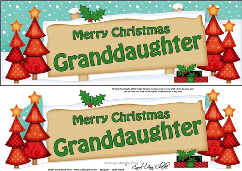 large DL Merry Christmas GRANDDAUGHTER with Xmas Trees 3D decoupage