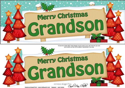 large DL Merry Christmas GRANDSON with Xmas Trees 3D decoupage