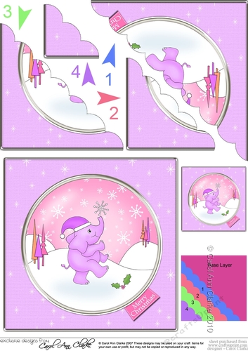 Cute Christmas Elephant has caught a Snowflake Scallop Corner Side Stacker Topper