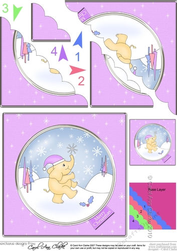Cute Christmas Elephant has caught a Snowflake Scallop Corner Side Stacker Topper