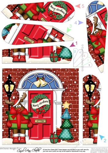 Rudolph is at the Christmas Door Fan Pyramage Topper