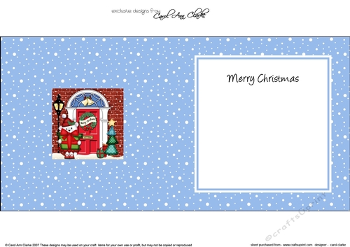 Teddy at the Christmas Door matching insert square landscape