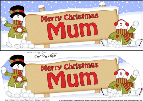 large DL Merry Christmas MUM with Snowman 3D decoupage