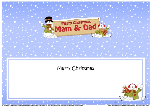 large DL Merry Christmas MAM & DAD with Snowman insert