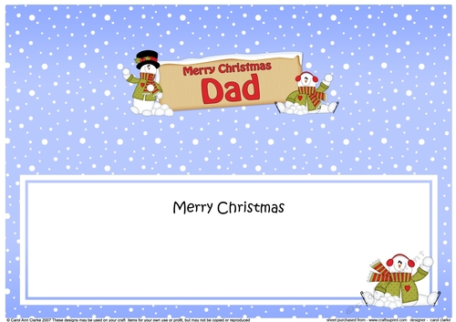large DL Merry Christmas DAD with Snowman insert