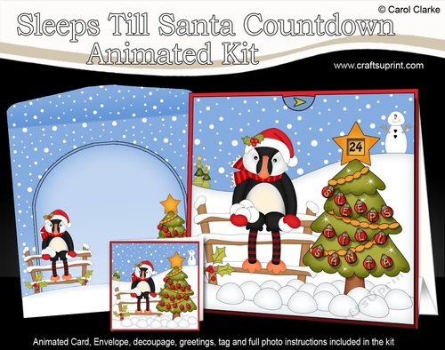 3D Animated Sleeps Till Santa Christmas Tree Countdown Card Kit - Little Toucan
