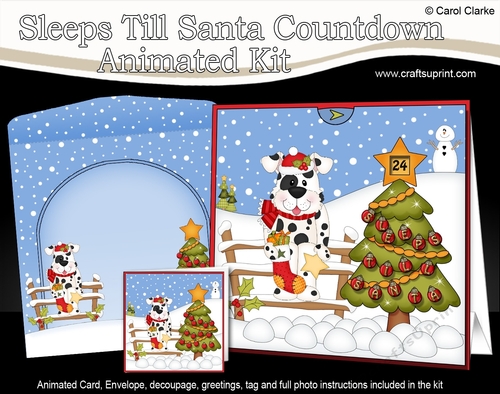 3D Animated Sleeps Till Santa Christmas Tree Countdown Card Kit - Little Spotty Dog Spot