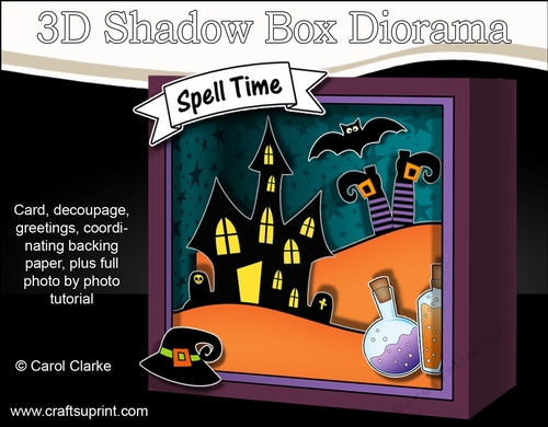 3D Halloween Diorama Shadow Box Card Mini Kit  - Haunted House