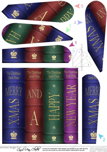 Merry Xmas and a Happy New Year Christmas Books Fan Pyramage Topper