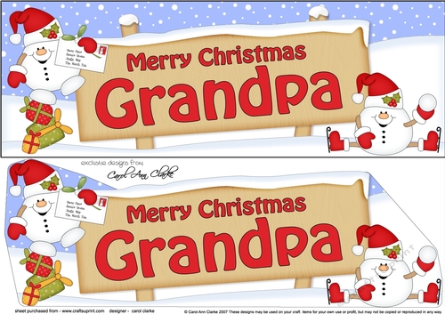 large DL Merry Christmas GRANDPA with Snowball Sam 3D decoupage