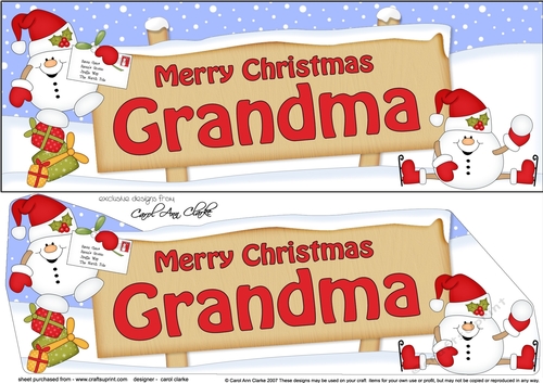 large DL Merry Christmas GRANDMA with Snowball Sam 3D decoupage