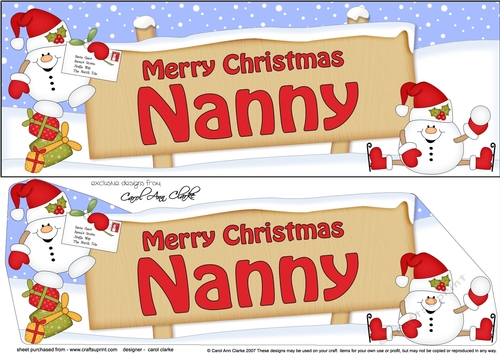 large DL Merry Christmas NANNY with Snowball Sam 3D decoupage