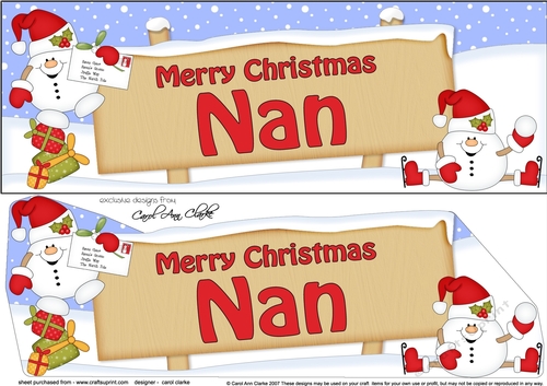 large DL Merry Christmas NAN with Snowball Sam 3D decoupage