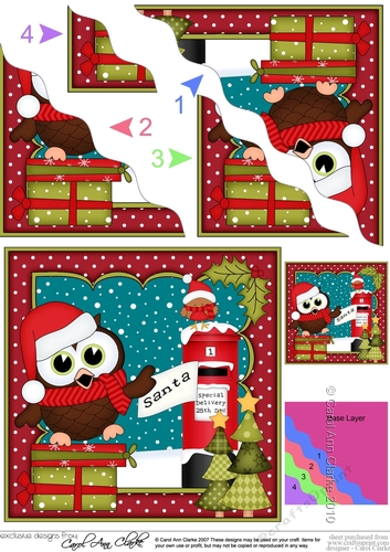 Christmas Little Hoot Owl Posts his Letter to Santa Corner side stacker Topper