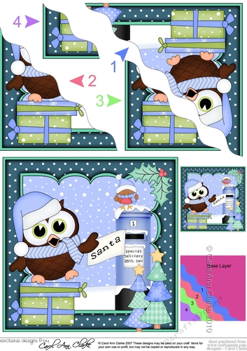 Christmas Little Hoot Owl Posts his Letter to Santa Corner side stacker Topper