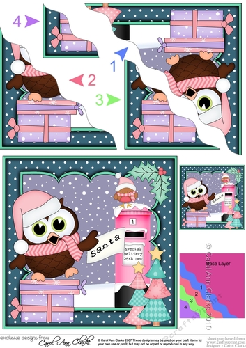 Christmas Little Hoot Owl Posts his Letter to Santa Corner side stacker Topper