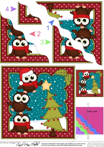 Christmas Little Hoot Owl & Friends put the Star on the Xmas Tree Corner side stacker Topper