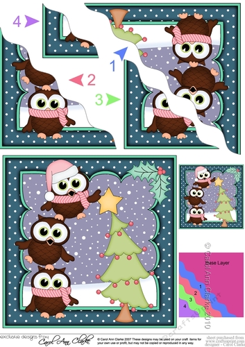 Christmas Little Hoot Owl & Friends put the Star on the Xmas Tree Corner side stacker Topper