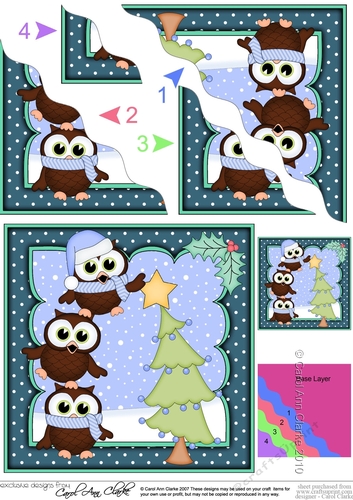 Christmas Little Hoot Owl & Friends put the Star on the Xmas Tree Corner side stacker Topper