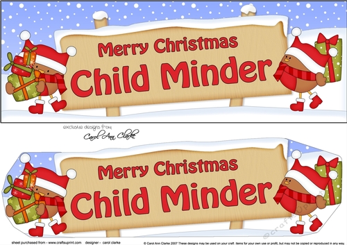 large DL Merry Christmas CHILDMINDER with Robins 3D decoupage
