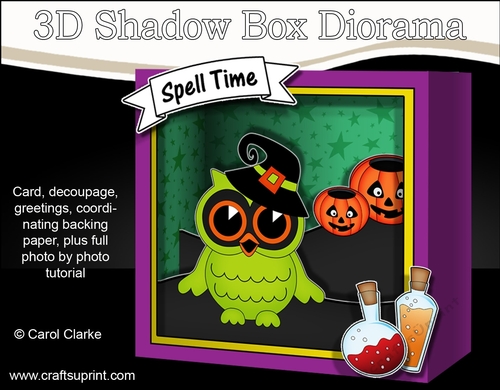 3D Halloween Diorama Shadow Box Card Mini Kit  - Owlbert Owl