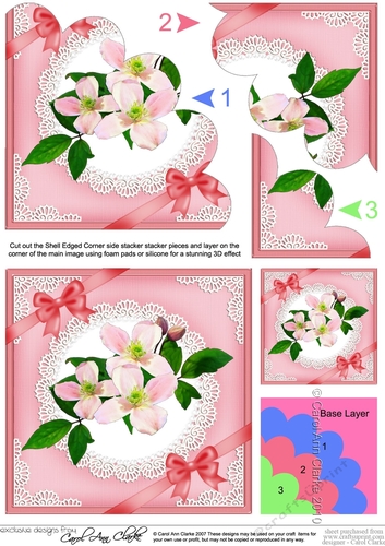 Clematis and Lace Shell Edged Corner side stacker
