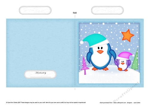 Cute Christmas Penguin Felties Cut and Fold Card 