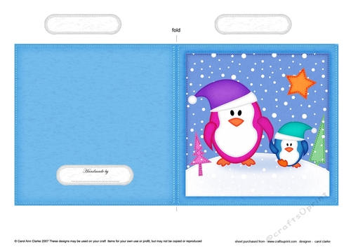 Cute Christmas Penguin Felties Cut and Fold Card 