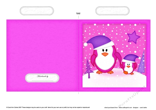 Cute Christmas Penguin Felties Cut and Fold Card 