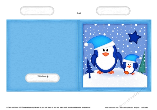 Cute Christmas Penguin Felties Cut and Fold Card 