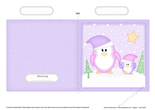 Cute Christmas Penguin Felties Cut and Fold Card 