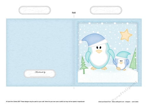 Cute Christmas Penguin Felties Cut and Fold Card 