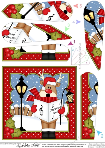 Christmas Rudolph is Carol Singing Fan Pyramage Topper