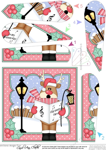 Christmas Rudolph is Carol Singing Fan Pyramage Topper