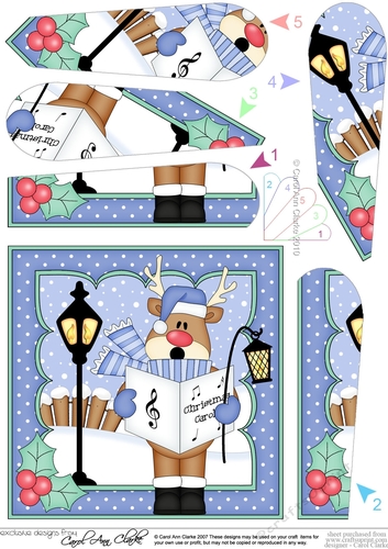 Christmas Rudolph is Carol Singing Fan Pyramage Topper